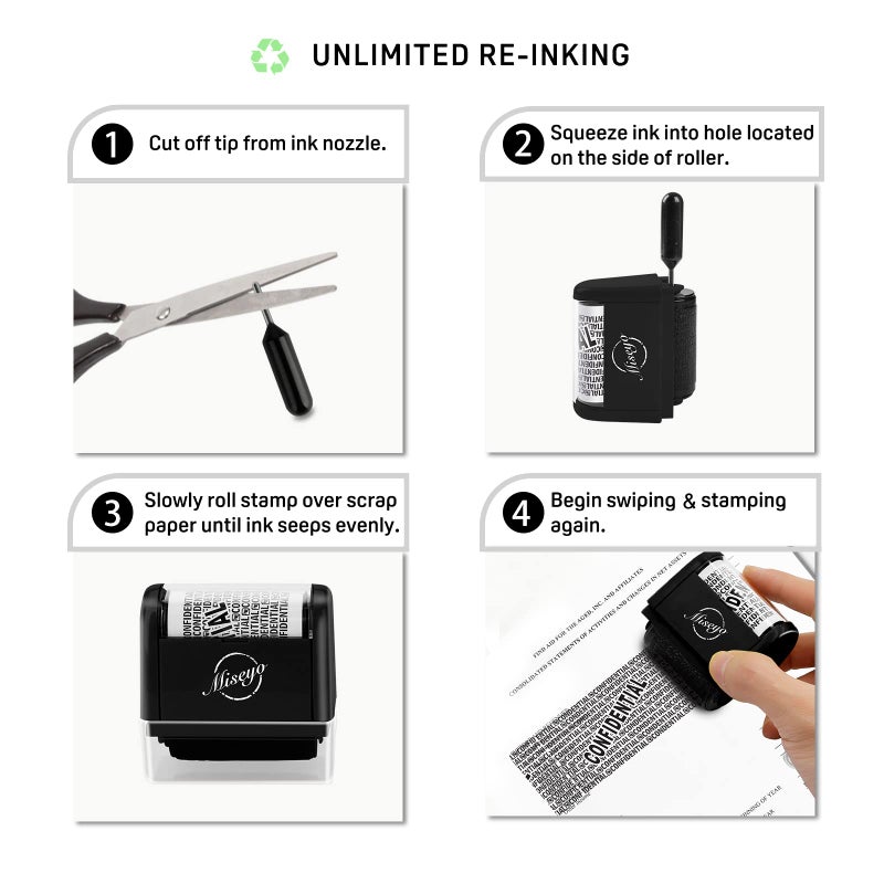 Miseyo Wide Roller Stamp Identity Theft Stamp 1.5 Inch Perfect for Privacy Protection - Black - Image 4